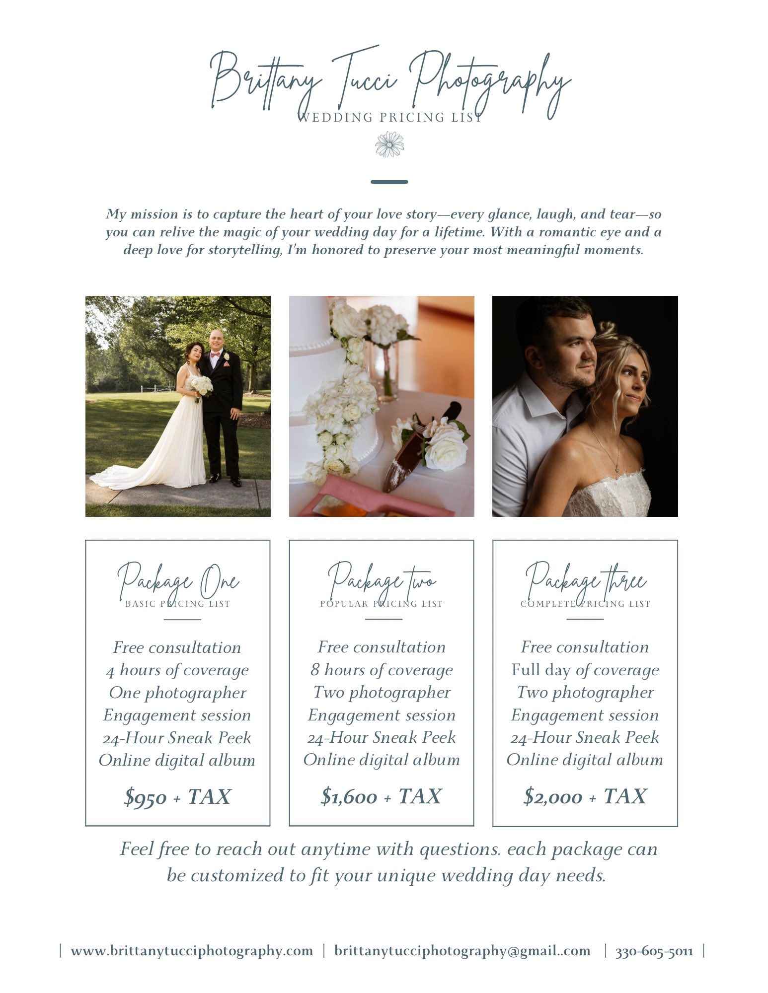 Wedding package pricing guide